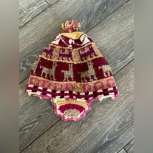 🦙 The Real Deal! 100% alpaca ear flap beanie hat skull cap pom pom.Made in Peru